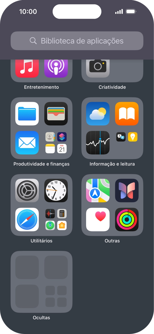 A app está agora colocada na pasta Ocultas da Biblioteca de apps.