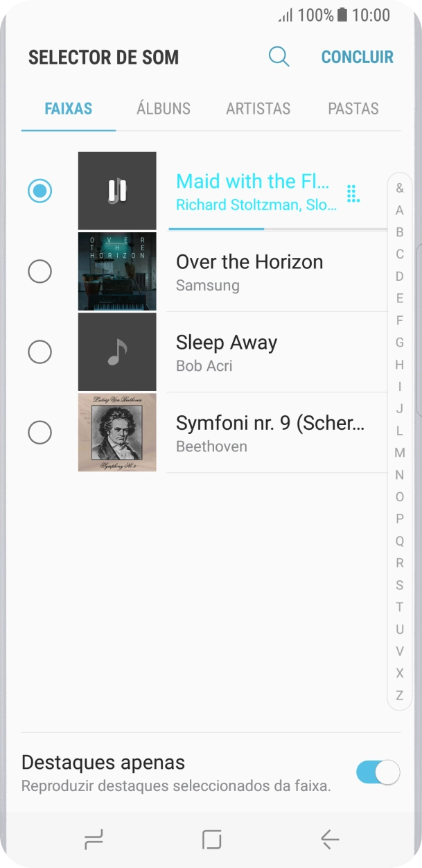 Quando tiver encontrado o tom de toque que pretende, prima CONCLUIR.