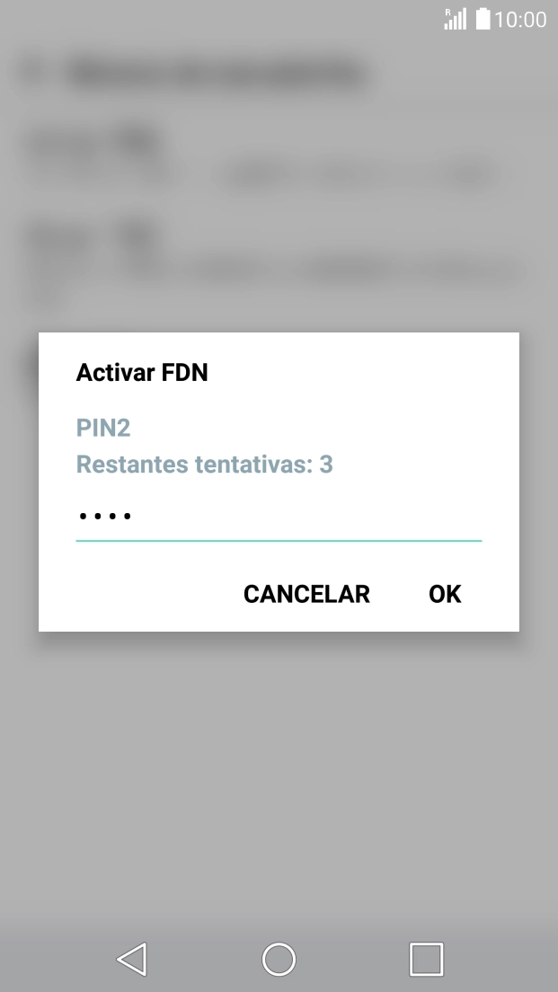 Introduza o código PIN2 e prima OK.