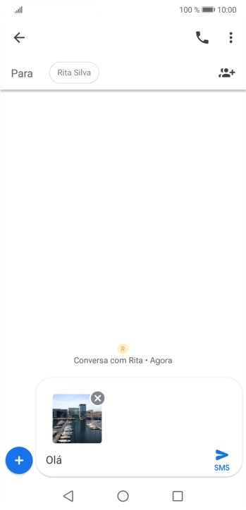 Prima o ícone para enviar quando terminar de escrever a sua mensagem multimédia.