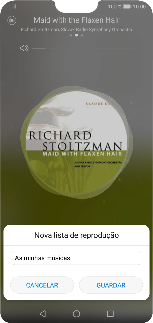 Introduza o nome pretendido para a lista de reprodução e prima GUARDAR.