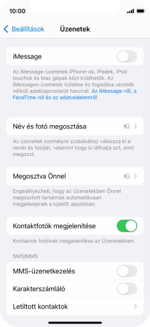 Kattints az „MMS-üzenetkezelés” melletti csúszkára a funkció bekapcsolásához.