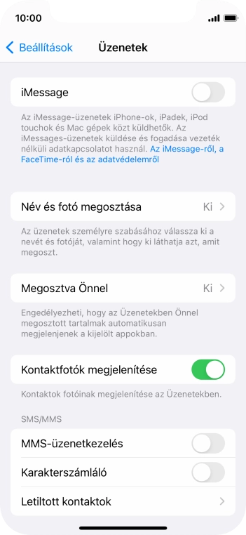 Kattints az „MMS-üzenetkezelés” melletti csúszkára a funkció bekapcsolásához.