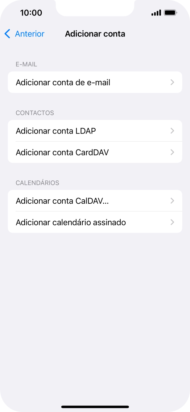 Prima Adicionar conta de e-mail.