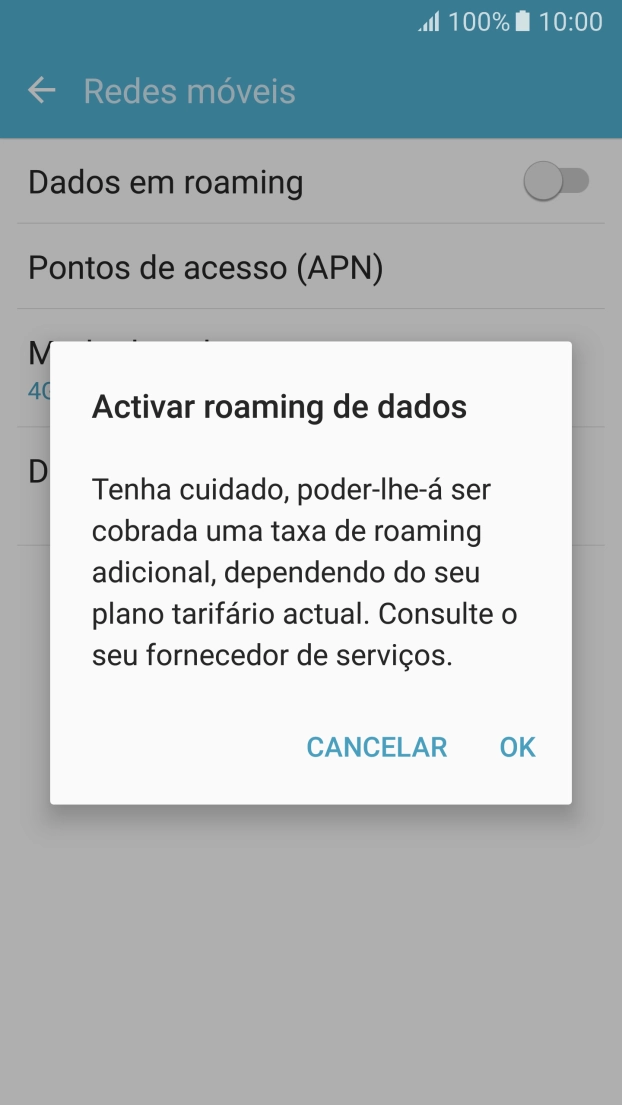 Se ativar a função, prima OK.
