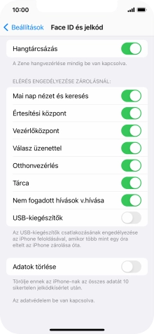 Kattints az „Adatok törlése” melletti csúszkára a funkció be- vagy kikapcsolásához.