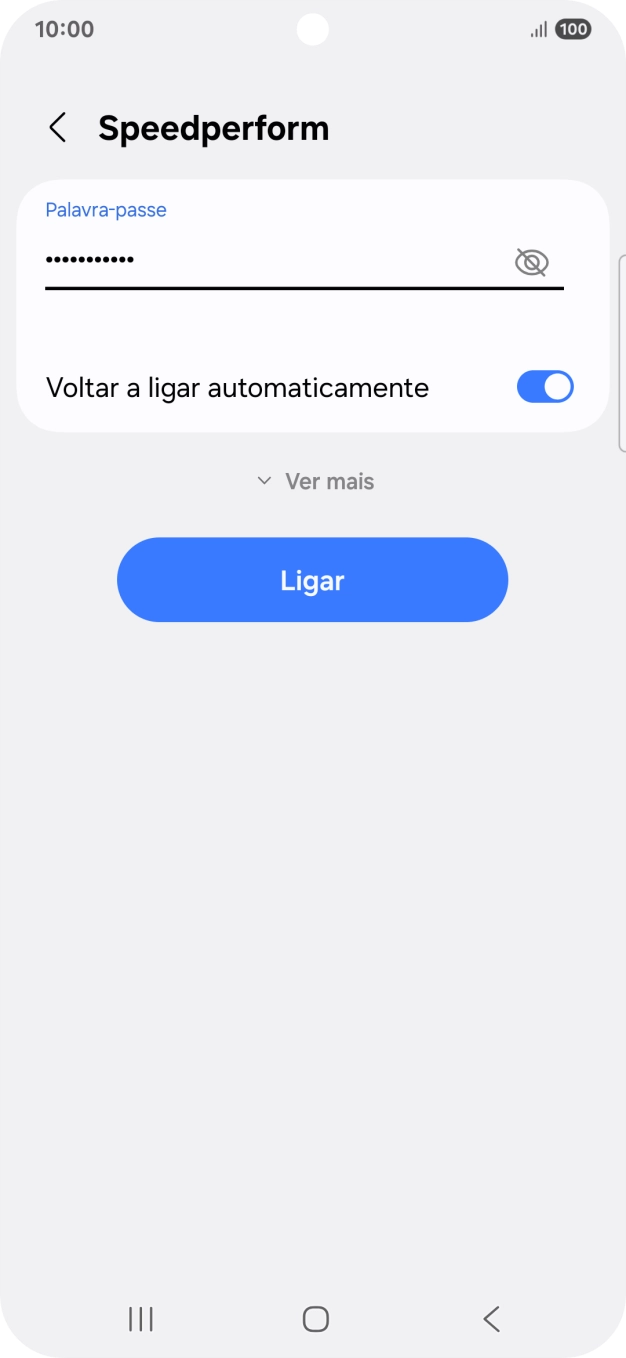 Introduza a password da rede Wi-Fi e prima Ligar.