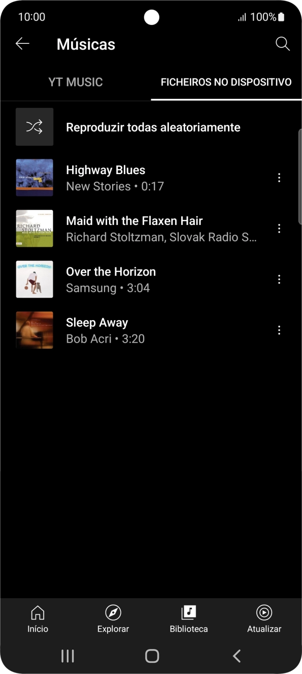 Prima o ficheiro de música pretendido.