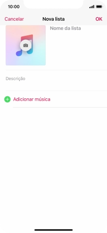 Prima o campo de escrita e introduza o nome da lista de reprodução.