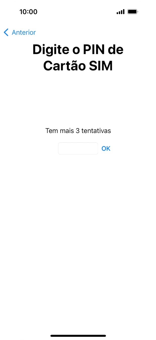 Se o cartão SIM estiver bloqueado, deve introduzir o código PIN e premir OK.