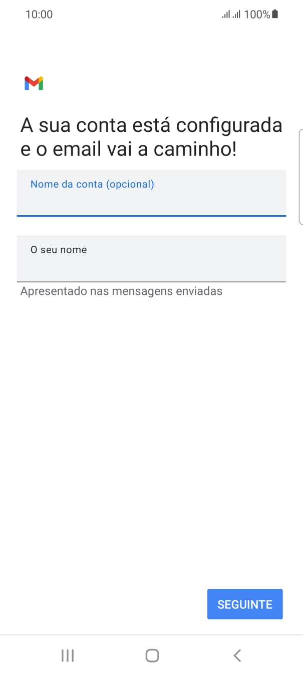 Prima O seu nome e introduza o nome do remetente pretendido.