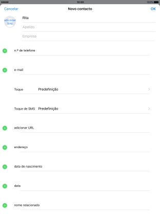 Prima Apelido e introduza o apelido.