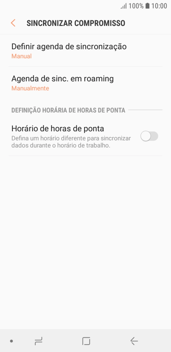 Prima Definir agenda de sincronizaçao.