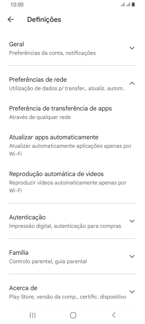 Prima Atualizar apps automaticamente.