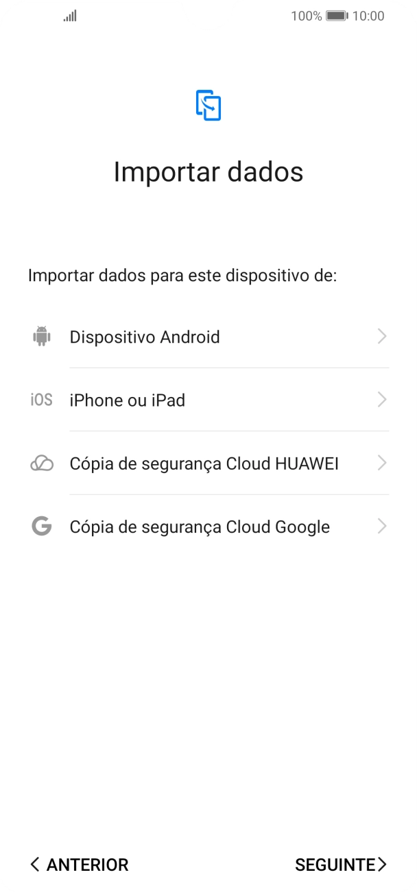 É possível transferir conteúdo de outro telefone quando o telefone for ativado antes da primeira utilização e quando o telefone tiver sido reiniciado. Quando esta imagem for mostrada no ecrã, o telefone está pronto para transferir conteúdo de outro telefone.