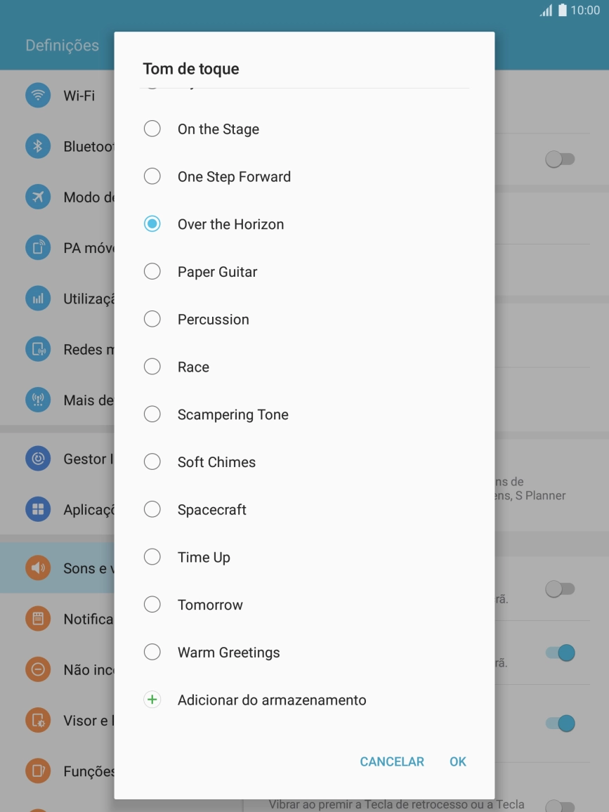 Prima Adicionar do armazenamento.