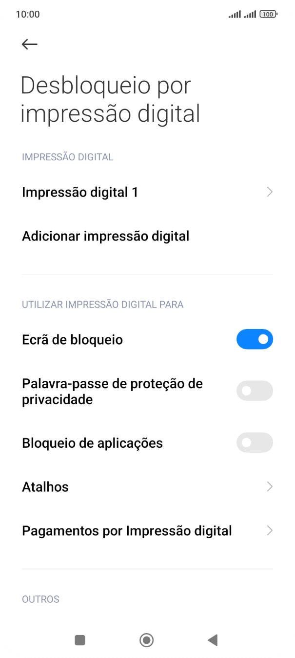 Prima os indicadores junto às definições pretendidas para as ativar ou desativar.