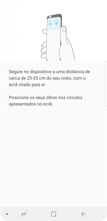 Siga as indicações no ecrã para definir o leitor de íris como código de bloqueio.
