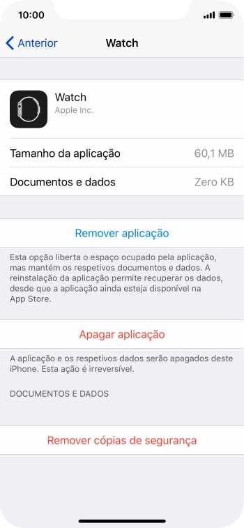 Prima Remover aplicação.