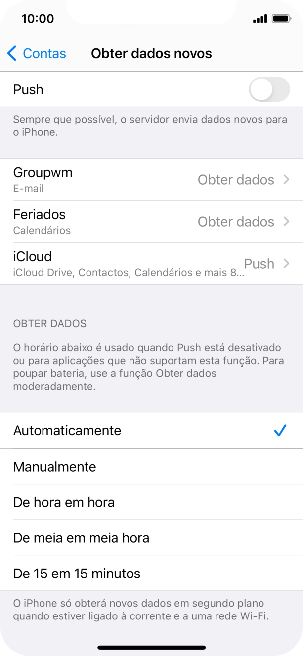 Se desativar a função, prima a definição pretendida.