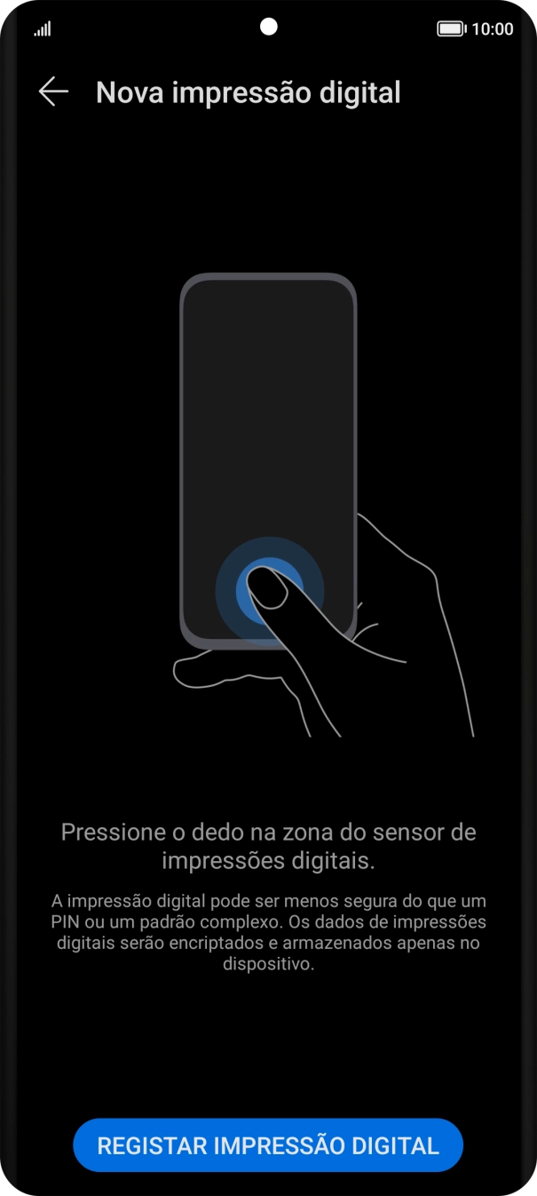 Prima REGISTAR IMPRESSÃO DIGITAL.