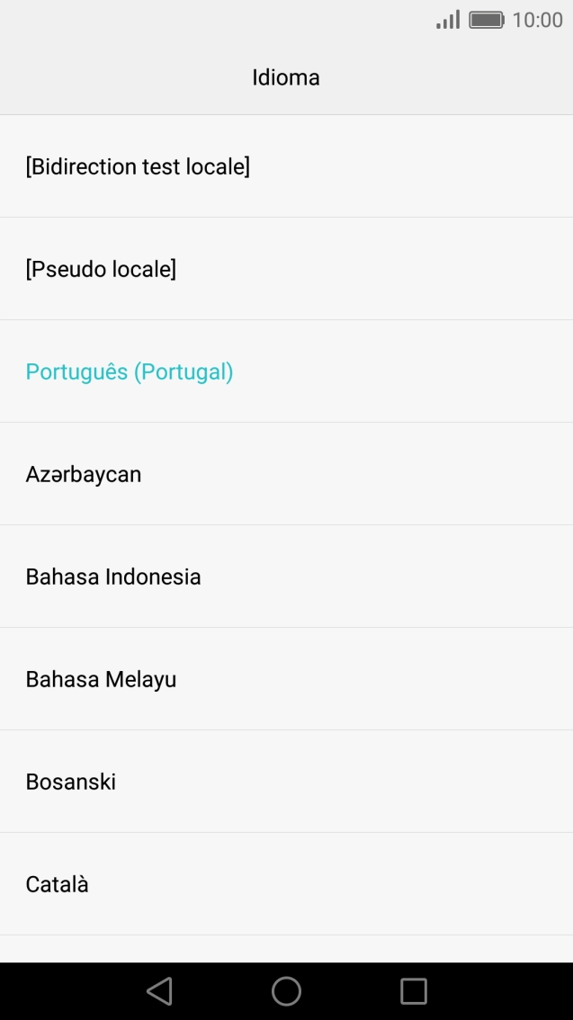 Prima o idioma pretendido.