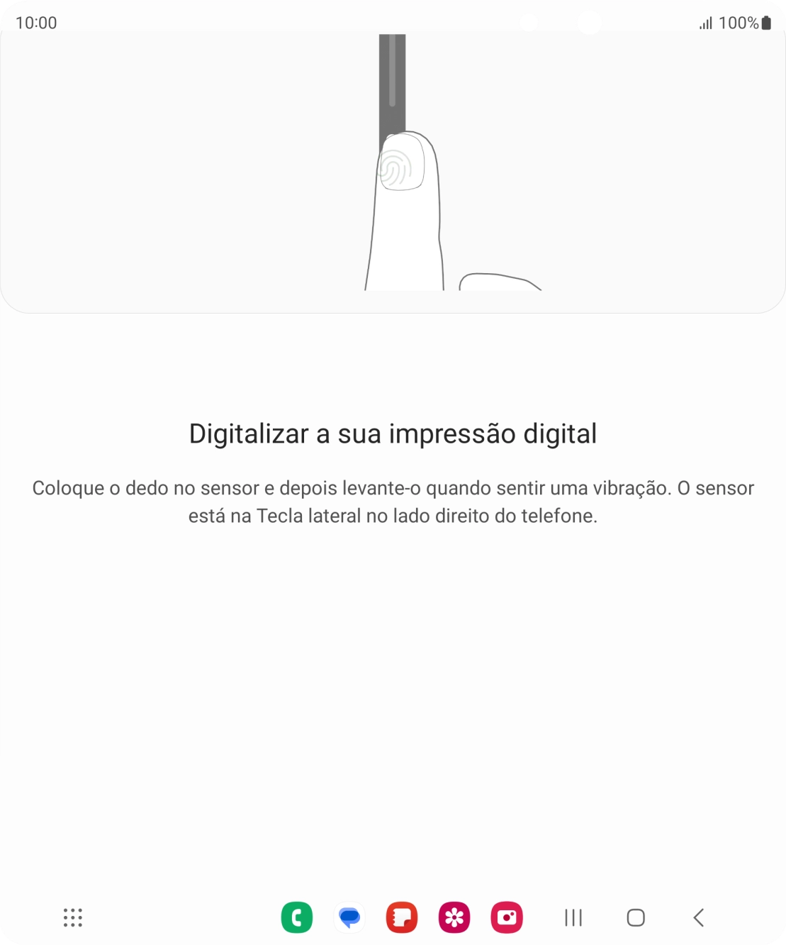 Siga as indicações no ecrã para definir a impressão digital como código de bloqueio.
