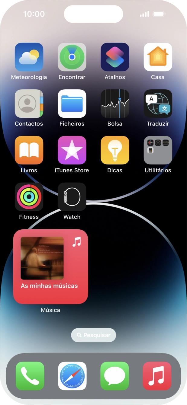 Se utilizar uma pilha de widgets: Deslize o dedo para cima ou para baixo na pilha para escolher o widget pretendido.