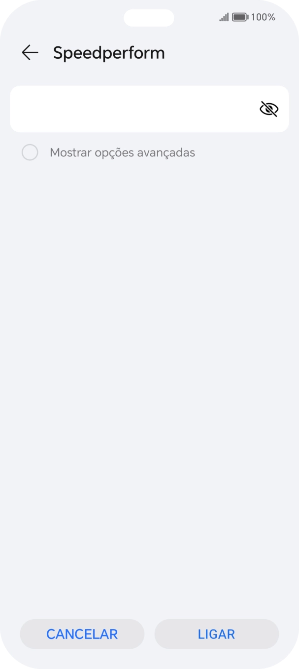 Introduza a password da rede Wi-Fi e prima LIGAR.