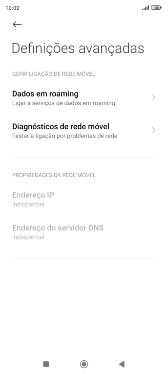 Prima Dados em roaming.
