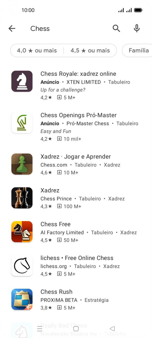 Prima a app pretendida.