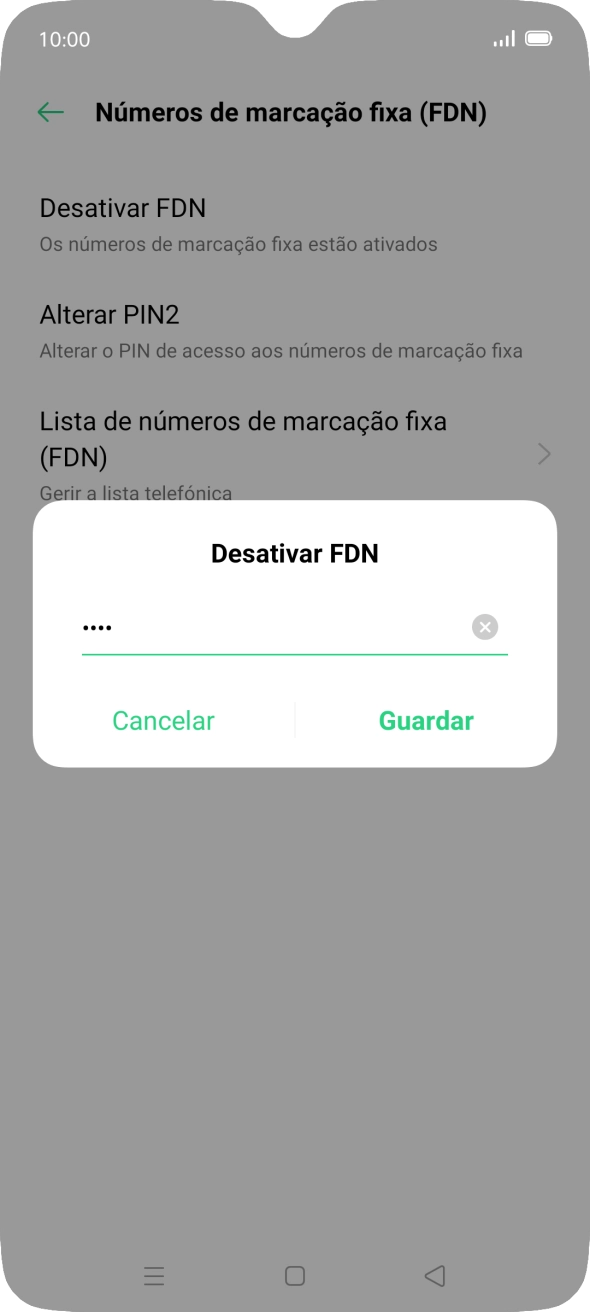Introduza o código PIN2 e prima Guardar.