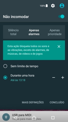 Prima CONCLUÍDO para ativar o perfil silencioso.