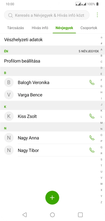 Kattints az új kontaktok ikonra.