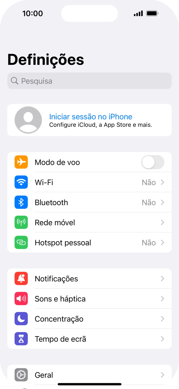 Prima Iniciar sessão no iPhone.