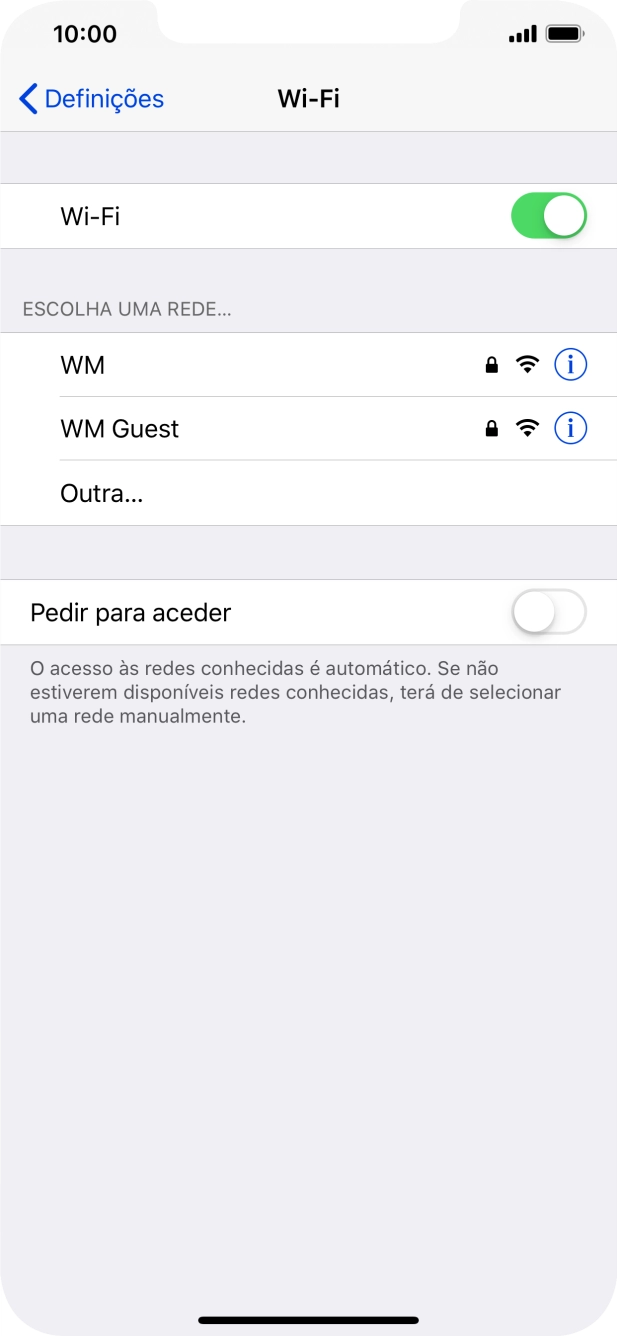 Prima a rede Wi-Fi pretendida e introduza a password da rede Wi-Fi.