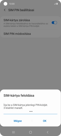 Írd be a PIN-kódot, és válaszd az OK lehetőséget.