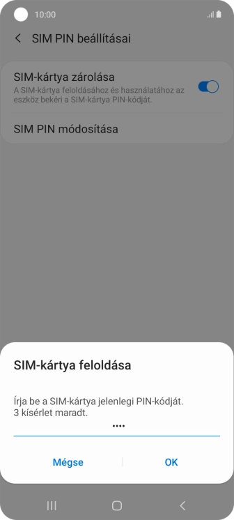 Írd be a PIN-kódot, és válaszd az OK lehetőséget.