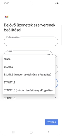 Válaszd az SSL/TLS lehetőséget.