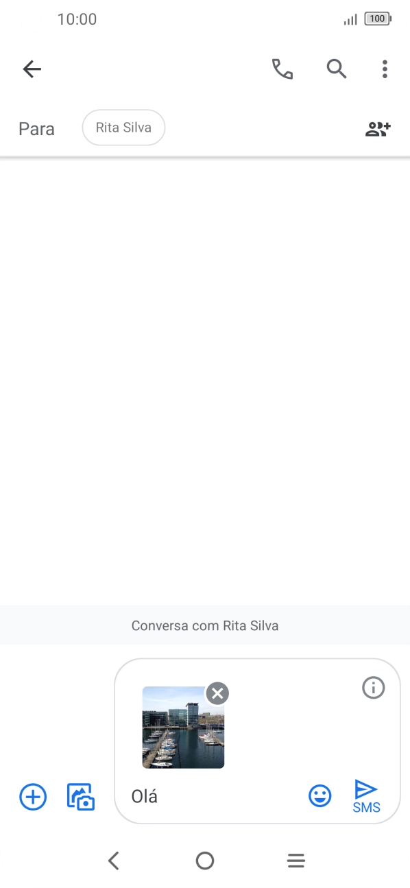 Prima o ícone para enviar quando terminar de escrever a sua mensagem multimédia.