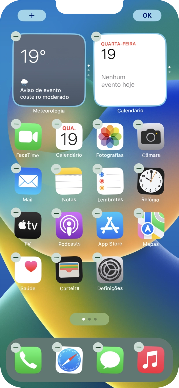 Prima o ícone de páginas do ecrã inicial.