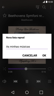 Introduza o nome pretendido para a lista de reprodução e prima OK.