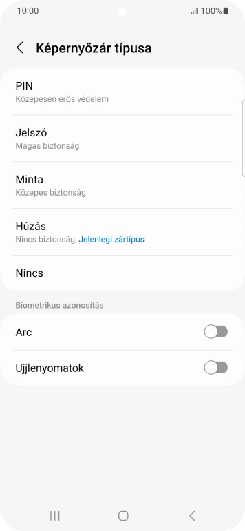 Válaszd az Ujjlenyomatok lehetőséget.