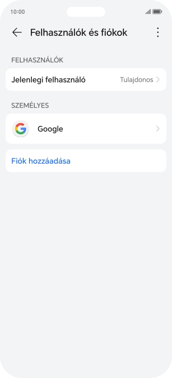 Válaszd a Fiók hozzáadása lehetőséget.