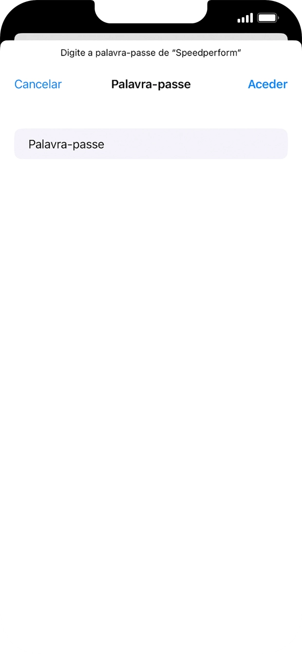 Introduza a password da rede Wi-Fi e prima Aceder.