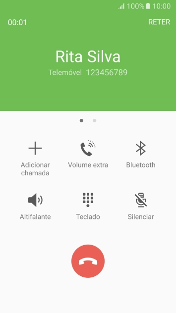 Prima o ícone para terminar a chamada.