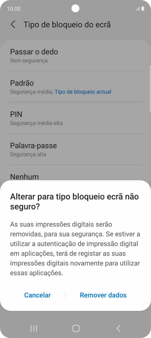 Prima Remover dados.