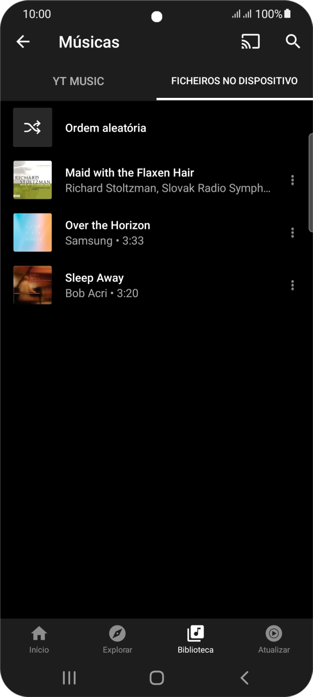 Prima o ficheiro de música pretendido.