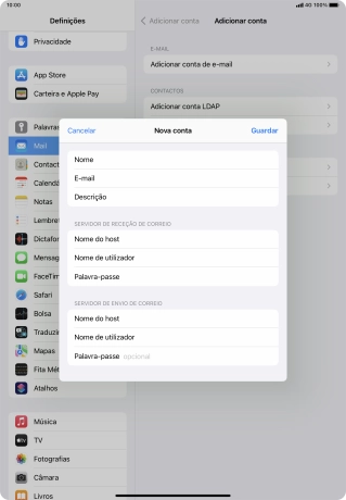 Prima Palavra-passe e introduza a password da sua conta de e-mail.