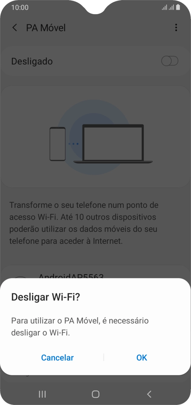 Se o Wi-Fi estiver ativado, prima OK.